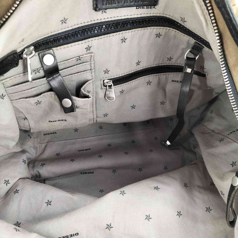 ディーゼル DIESEL 00S × IAMWHOIAM SHEENN ZIP MIDIUM 帆布 レザー切替 スタッズトートバッグ Y2K レディース