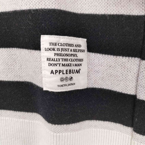 アップルバム APPLEBUM チームロゴ ナンバリング ボーダー Vネック ニット レディース JPN:M