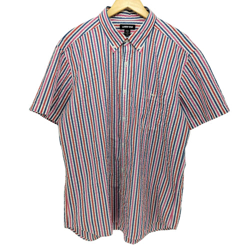 ランズエンド LANDS END シアーサッカー ストライプ S/S シャツ メンズ import:XXL
