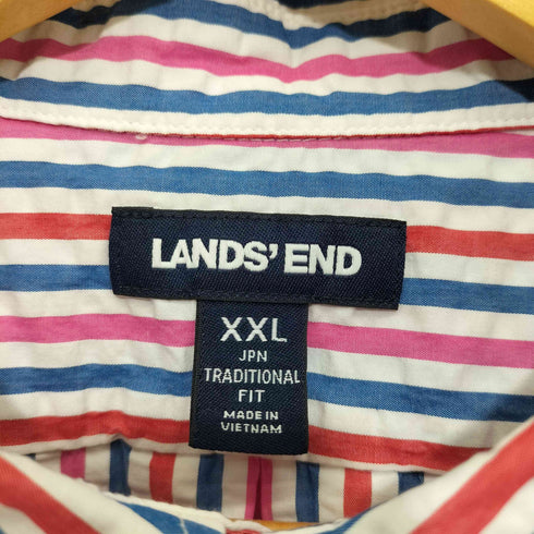 ランズエンド LANDS END シアーサッカー ストライプ S/S シャツ メンズ import:XXL