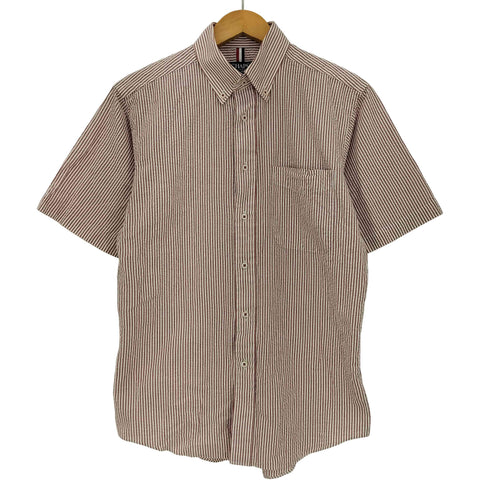 チャップス CHAPS ストライプ シアサッカー ボタンダウン 半袖シャツ メンズ import:M