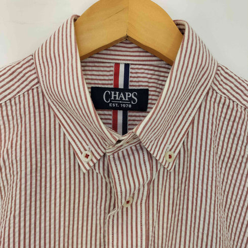 チャップス CHAPS ストライプ シアサッカー ボタンダウン 半袖シャツ メンズ import:M