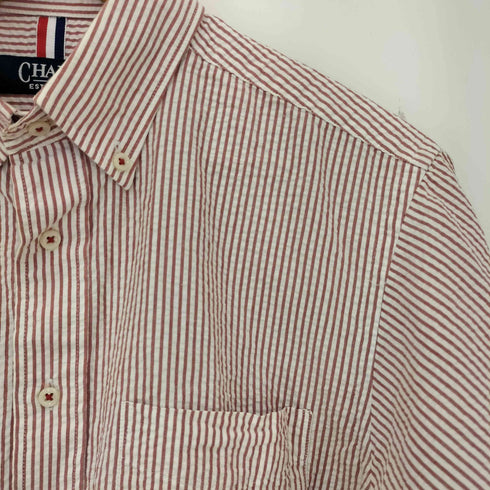チャップス CHAPS ストライプ シアサッカー ボタンダウン 半袖シャツ メンズ import:M