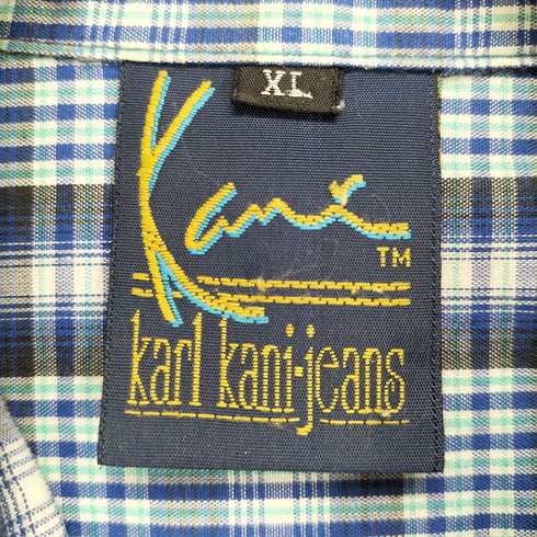 カールカナイ Karl Kani 90S ロゴ刺繍チェック半袖シャツ メンズ XL