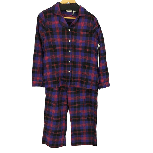 エルエルビーン L.L.Bean チェックネルシャツ パンツセットアップ ルームウェア レディース XS