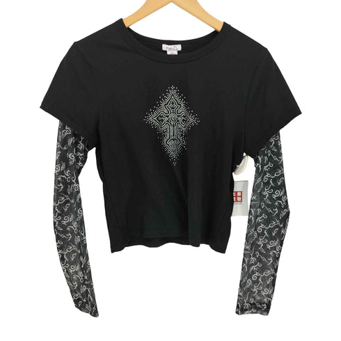 rue21 Y2K ラインストーン フェイクレイヤードカットソー レディース XL