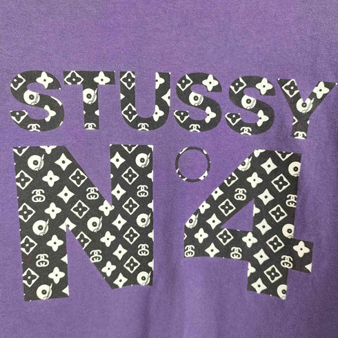 ステューシー Stussy 90s 紺タグ USA製 STUSSY NO4 モノグラム プリントカットソー メンズ S
