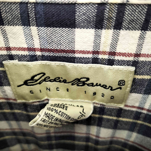 エディーバウアー Eddie Bauer 00S 白タグ チェックBDシャツ メンズ import:L