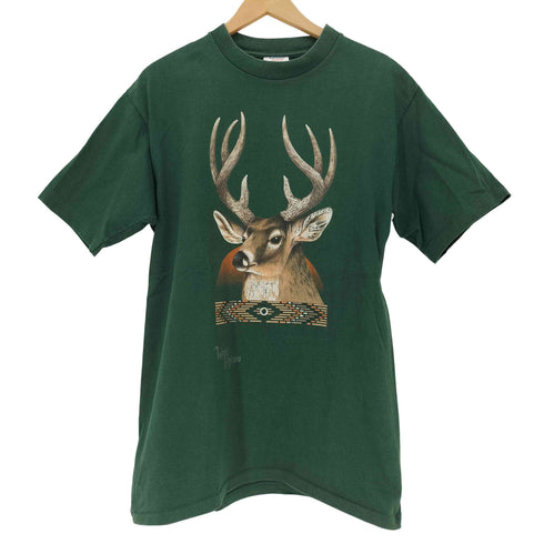 90S USA製 RUGGEDボディ シングルステッチ 鹿 アニマル プリント S/S Tシャツ メンズ import:L