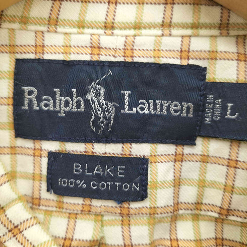 ラルフローレン RALPH LAUREN 90S BLAKE ポニー刺繍 B.D チェック柄 L/S シャツ メンズ import:L