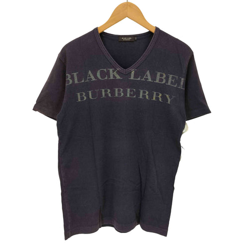 バーバリーブラックレーベル BURBERRY BLACK LABEL ロゴ プリント S/S Vネック Tシャツ メンズ JPN:2