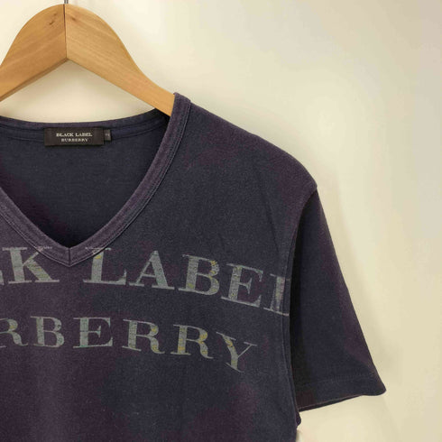 バーバリーブラックレーベル BURBERRY BLACK LABEL ロゴ プリント S/S Vネック Tシャツ メンズ JPN:2