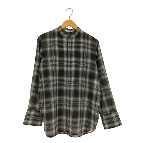 オーラリー AURALEE WOOL RECYCLE POLYESTER SHEER CLOTH STAND COLLAR SHIRT スタンドカラー シャツ レディース JPN:1