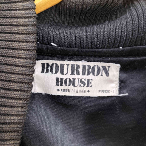 BOURBON HOUSE バーボンハウス ギャザースリーブ 背面デザイン 立体 刺繍 ナイロン ブルゾン MA-1 メンズ FREE