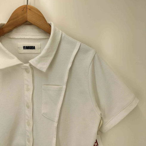 ヴィアヴァンダ viavanda DEFORMATION POLO SHIRT アシンメトリー S/S ポロシャツ レディース FREE