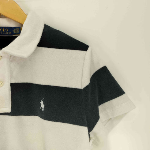ポロラルフローレン POLO RALPH LAUREN ポニー 刺繍 ボーダー パイル ポロシャツ レディース import:M