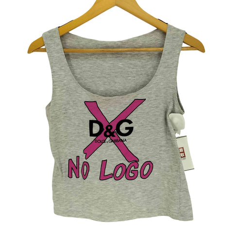ディーアンドジードルチェアンドガッバーナ D&G DOLCE&GABBANA 02SS イタリア製 X NO LODO プリント ノースリーブ タンクトップ レディース 24/38