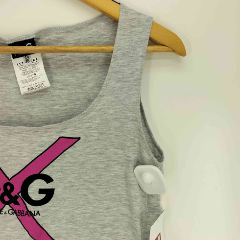 ディーアンドジードルチェアンドガッバーナ D&G DOLCE&GABBANA 02SS イタリア製 X NO LODO プリント ノースリーブ タンクトップ レディース 24/38