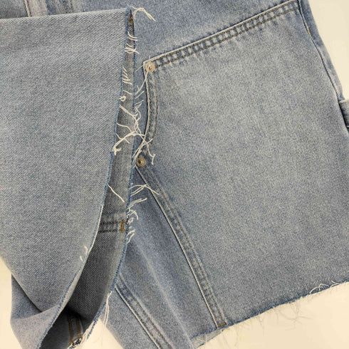 emis 25SS FRAYED EDGE DENIM SHORTS ロゴ 刺繍 ダブルニー デニム ペインター ショート パンツ ショーツ 韓国 レディース L