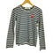 プレイコムデギャルソン PLAY COMME des GARCONS ハートワッペン クルーネックボーダー長袖カットソー レディース L