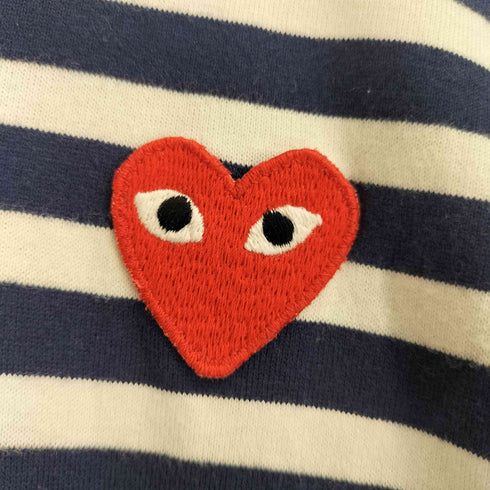 プレイコムデギャルソン PLAY COMME des GARCONS ハートワッペン クルーネックボーダー長袖カットソー レディース L