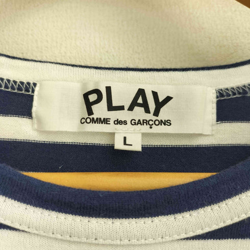 プレイコムデギャルソン PLAY COMME des GARCONS ハートワッペン クルーネックボーダー長袖カットソー レディース L