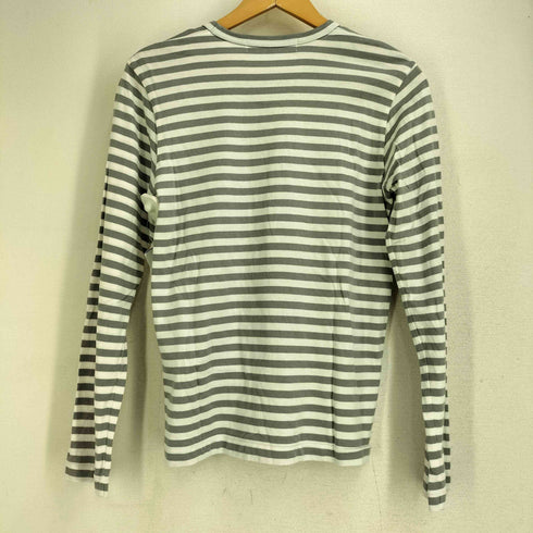 プレイコムデギャルソン PLAY COMME des GARCONS ミニハートワッペン クルーネックボーダー長袖カットソー レディース L