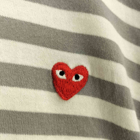 プレイコムデギャルソン PLAY COMME des GARCONS ミニハートワッペン クルーネックボーダー長袖カットソー レディース L