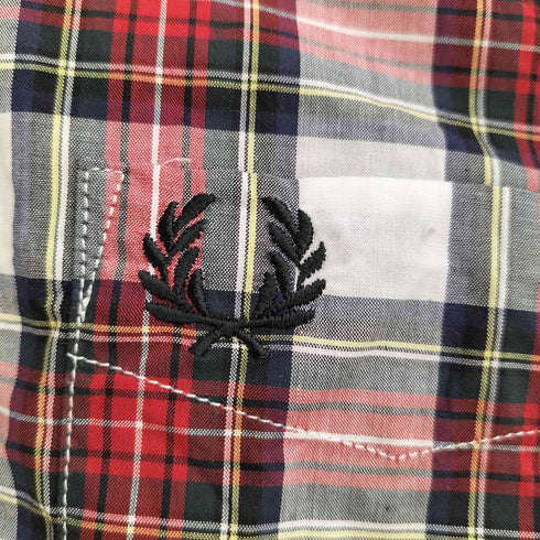 フレッドペリー FRED PERRY SPORTSWEAR REISSUES ロゴ刺繍 ボタンダウン半袖チェックシャツ レディース 10
