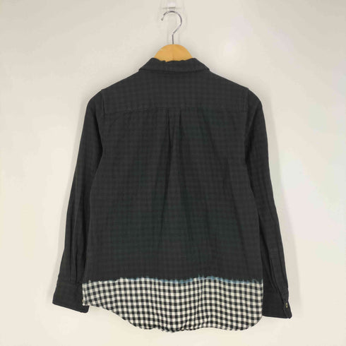 ブラックコムデギャルソン BLACK COMME des GARCONS 後染め ギンガムチェック 丸襟 ラウンドカラー シャツ レディース JPN:S