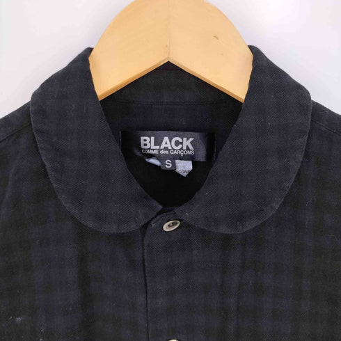 ブラックコムデギャルソン BLACK COMME des GARCONS 後染め ギンガムチェック 丸襟 ラウンドカラー シャツ レディース JPN:S