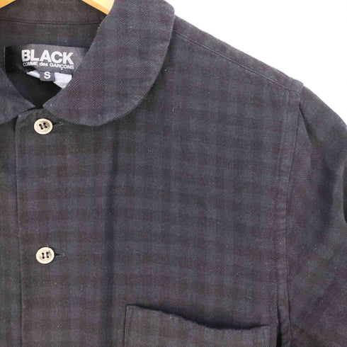 ブラックコムデギャルソン BLACK COMME des GARCONS 後染め ギンガムチェック 丸襟 ラウンドカラー シャツ レディース JPN:S