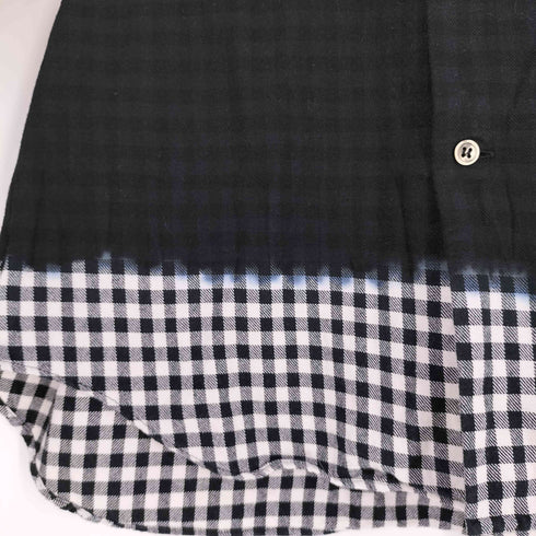 ブラックコムデギャルソン BLACK COMME des GARCONS 後染め ギンガムチェック 丸襟 ラウンドカラー シャツ レディース JPN:S