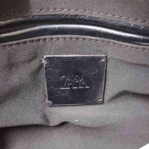 ザラ ZARA フェイクレザー 2WAY ハンドバッグ ショルダー バッグ ひび割れ加工 レディース M