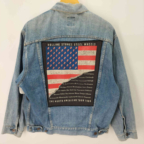 80S 89年 バックプリントデザインデニムジャケット メンズ import:M