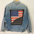 80S 89年 バックプリントデザインデニムジャケット メンズ import:M