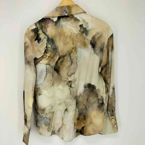 ザラ ZARA 24ss SATIN SHIRT WITH TIE-DYE EFFECT Set Up レディース XS