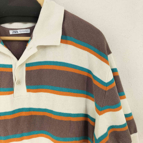 ザラ ZARA 肉厚生地 ボーダーポロシャツ メンズ import:XL