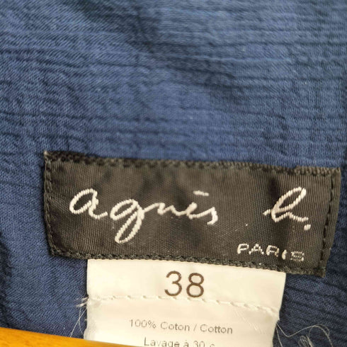 アニエスベー agnes b. 90-00s フランス製 しわ加工プリーツ コットン ボウタイ ノースリーブ ブラウス レディース FR:38