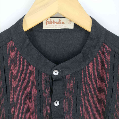 fabindia インド製 ストライプ ヘンリーネック シャツ メンズ 42