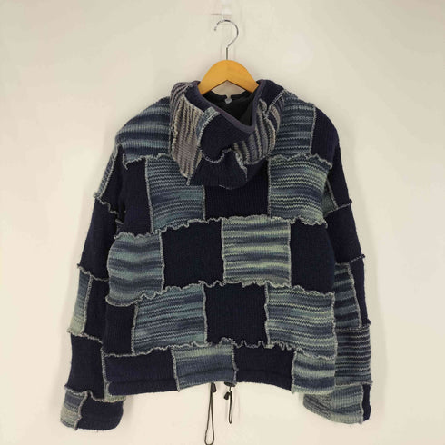 shanit ドローコード付き パッチワーク 裏地フリースフーデッドジャケット レディース S