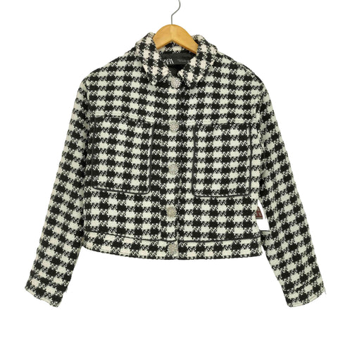 ザラ ZARA ツイードチェックジャケット レディース import:S