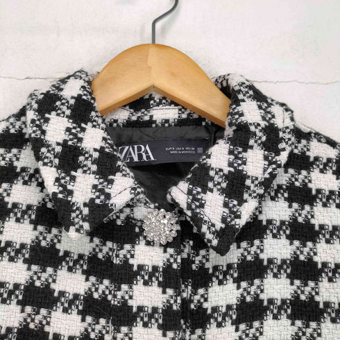 ザラ ZARA ツイードチェックジャケット レディース import:S