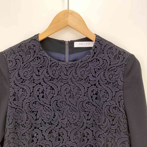 アドーア ADORE 切替デザイン L/S レース ワンピース レディース JPN:36