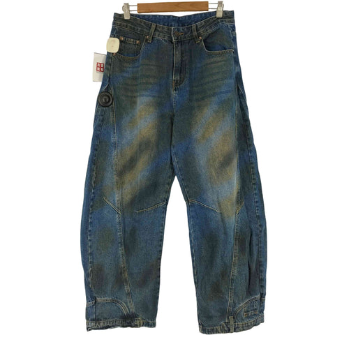 リメイク ダーティ加工バギーデニムパンツ メンズ JPN:L