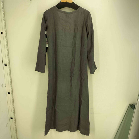 アニエスベー agnes b. 90-00s フランス製 リネン Vネック 長袖マキシワンピース レディース FR:38