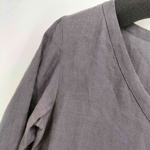 アニエスベー agnes b. 90-00s フランス製 リネン Vネック 長袖マキシワンピース レディース FR:38