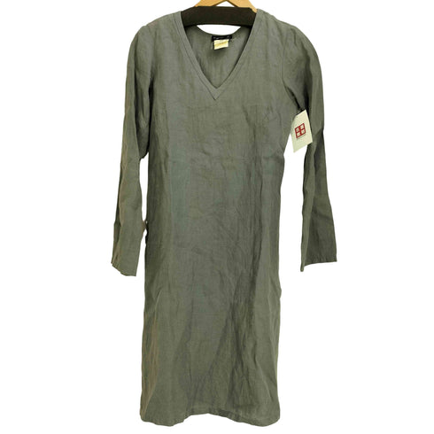 アニエスベー agnes b. PARIS 90-00s フランス製 リネン100 Vネックチュニックワンピース レディース 38