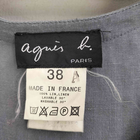 アニエスベー agnes b. PARIS 90-00s フランス製 リネン100 Vネックチュニックワンピース レディース 38