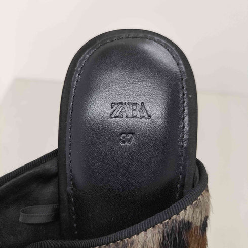 ザラ ZARA レオパード柄 ハラコ レザーミュール レディース JPN:37